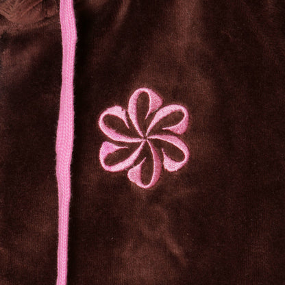 2 TONE PILE ZIP HOODIE -BROWN-