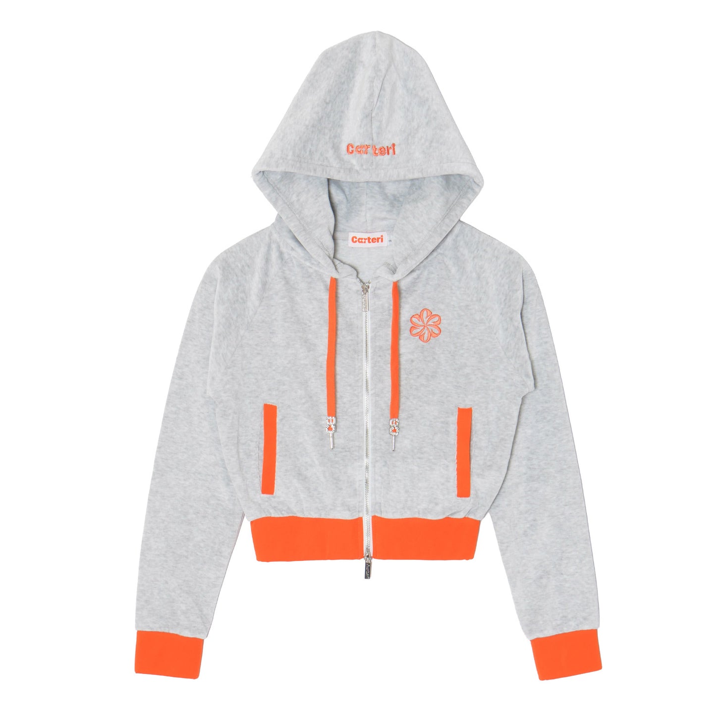 2 TONE PILE ZIP HOODIE -H.GREY-