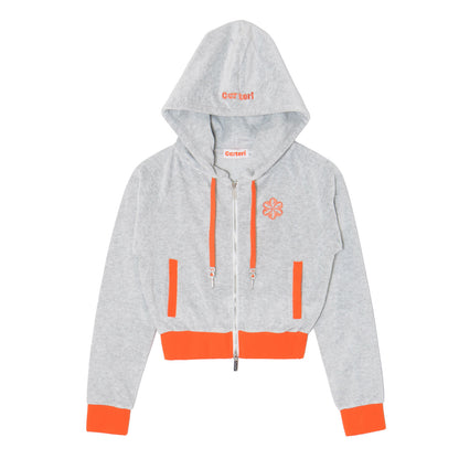 2 TONE PILE ZIP HOODIE -H.GREY-