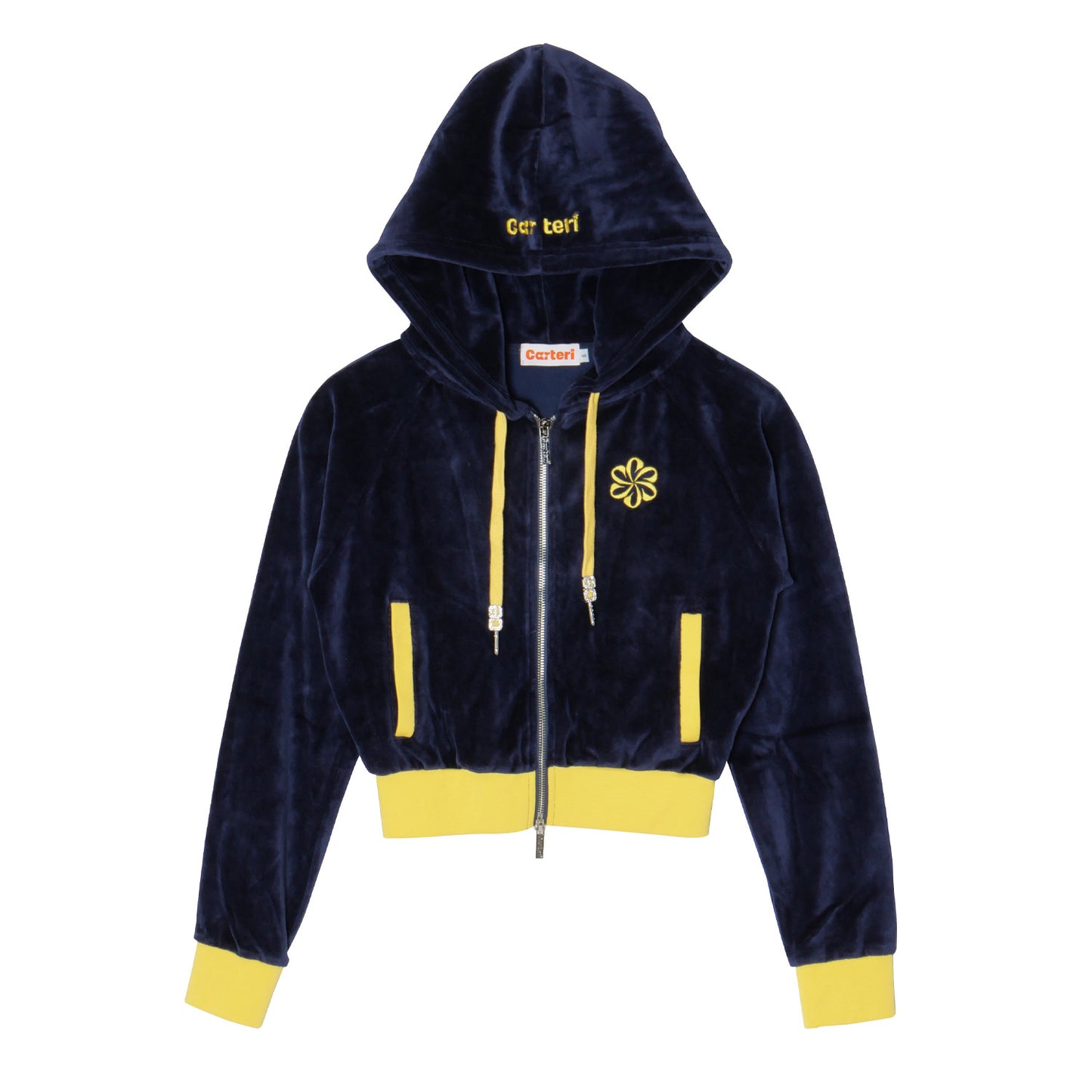 2 TONE PILE ZIP HOODIE -NAVY-
