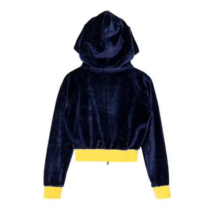 2 TONE PILE ZIP HOODIE -NAVY-