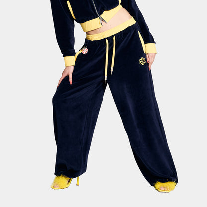 2 TONE PILE PANTS -NAVY-