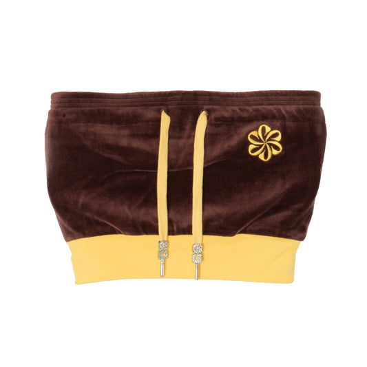 2 TONE PILE TUBE TOP -BROWN-