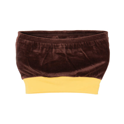 2 TONE PILE TUBE TOP -BROWN-