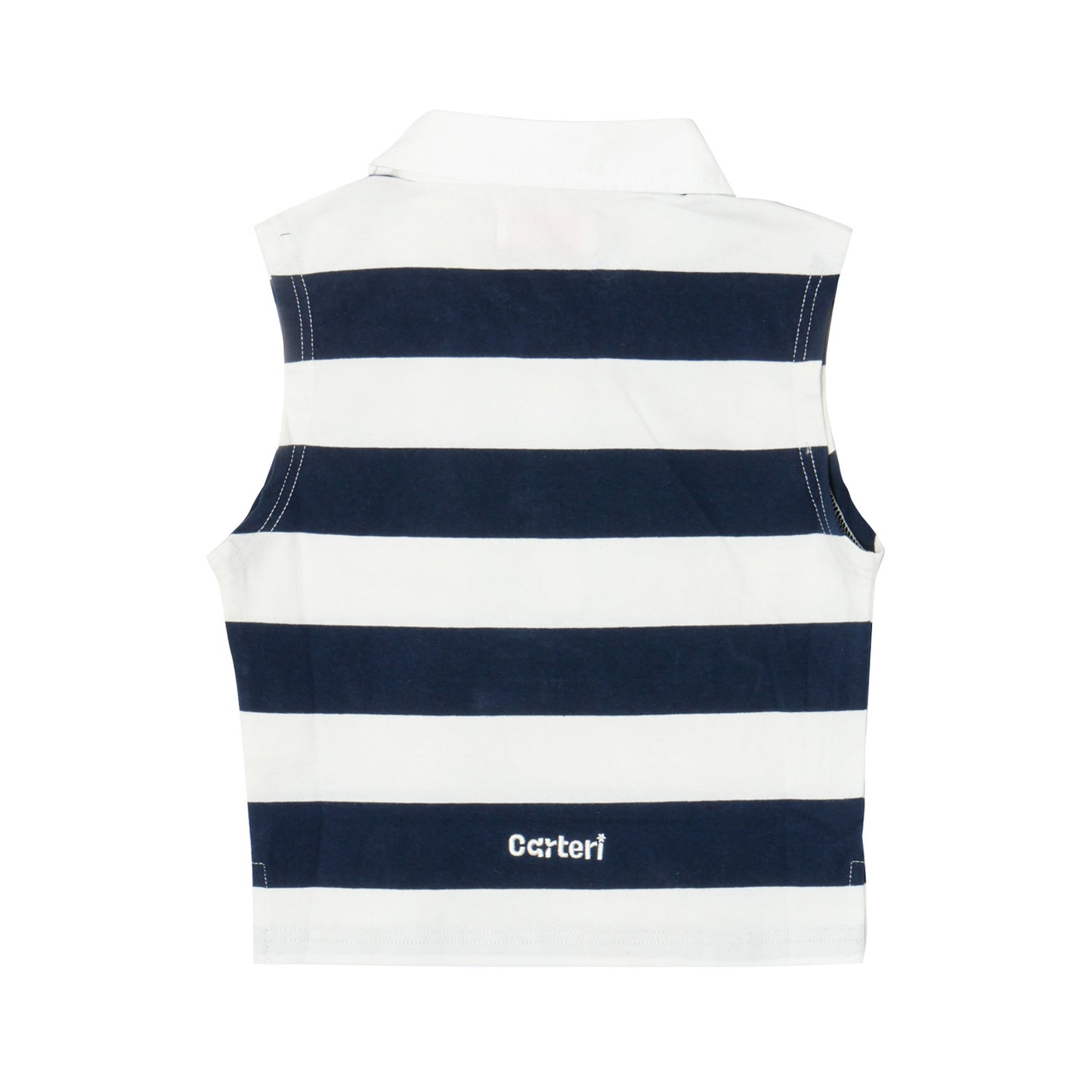 SLEEVELESS CROPPED POLO SHIRT -NAVY-