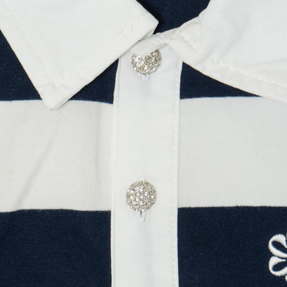 SLEEVELESS CROPPED POLO SHIRT -NAVY-