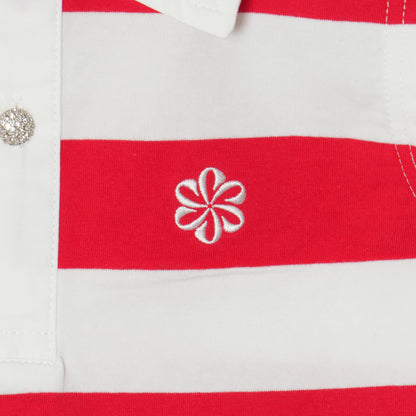 SLEEVELESS CROPPED POLO SHIRT -RED-