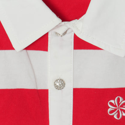 SLEEVELESS CROPPED POLO SHIRT -RED-