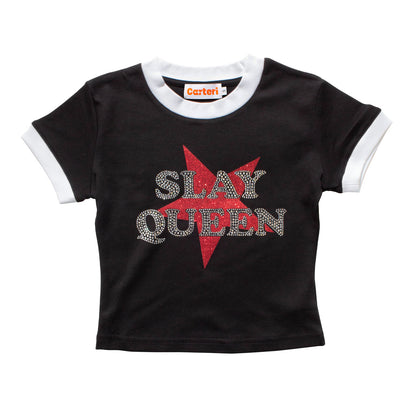 SLAY QUEEN RINGER T-SHIRT -BLACK-