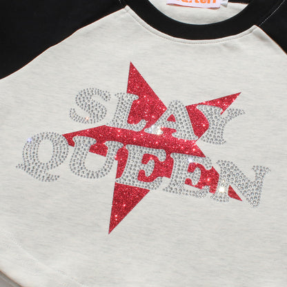 SLAY QUEEN RAGLAN LS T-SHIRT -H.GREY-