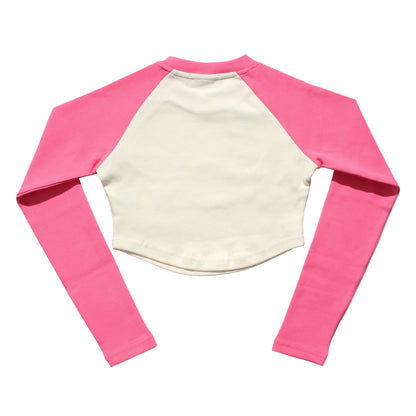SLAY QUEEN RAGLAN LS T-SHIRT -PINK-