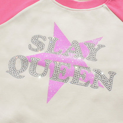 SLAY QUEEN RAGLAN LS T-SHIRT -PINK-