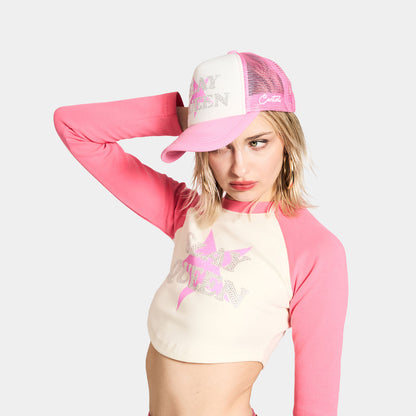 SLAY QUEEN RAGLAN LS T-SHIRT -PINK-
