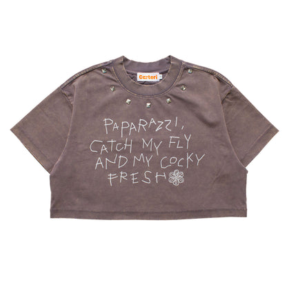 PAPARAZZI PIGMENT DYE CROPPED T-SHIRT -BROWN-