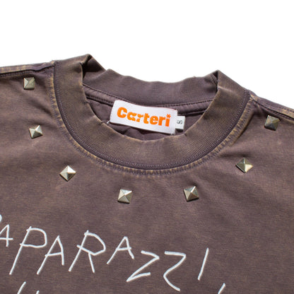 PAPARAZZI PIGMENT DYE CROPPED T-SHIRT -BROWN-