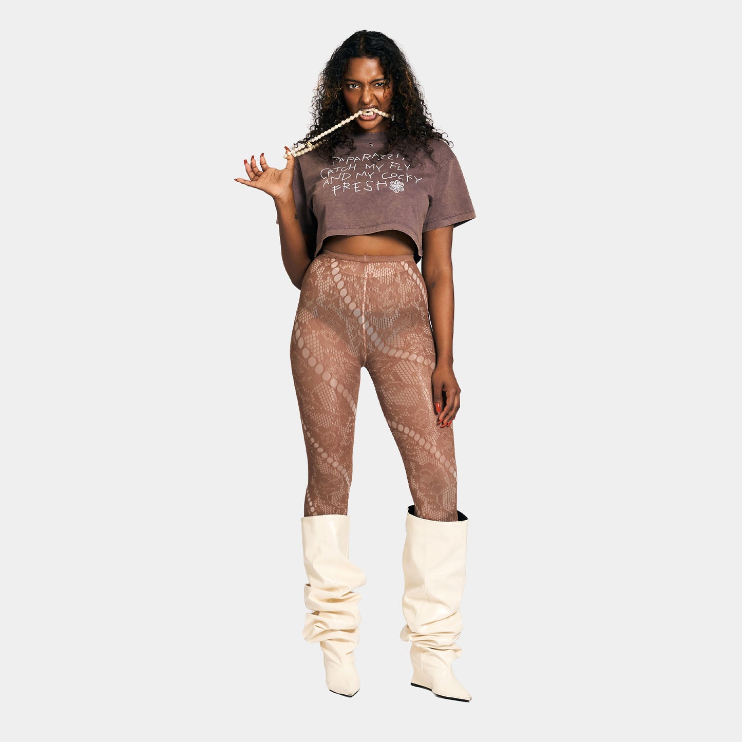 PAPARAZZI PIGMENT DYE CROPPED T-SHIRT -BROWN-