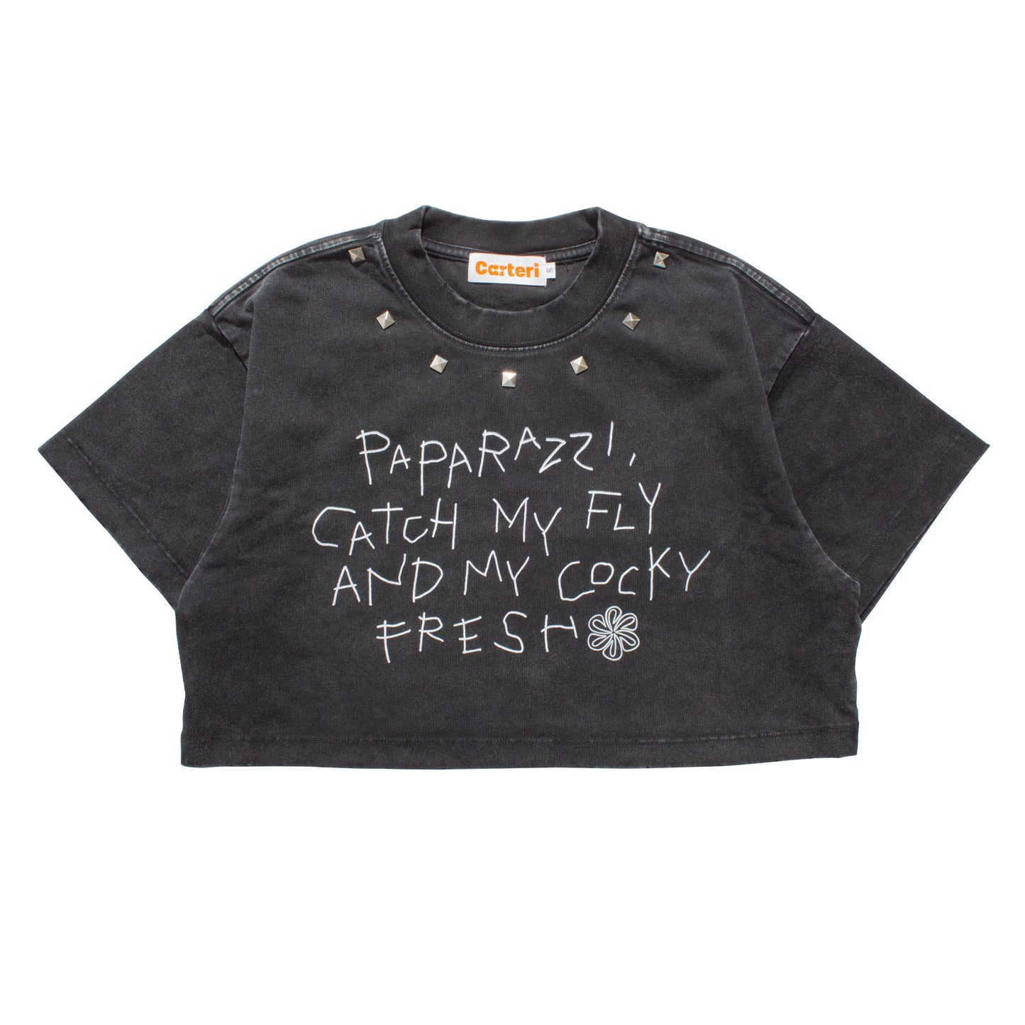 PAPARAZZI PIGMENT DYE CROPPED T-SHIRT -GREY-