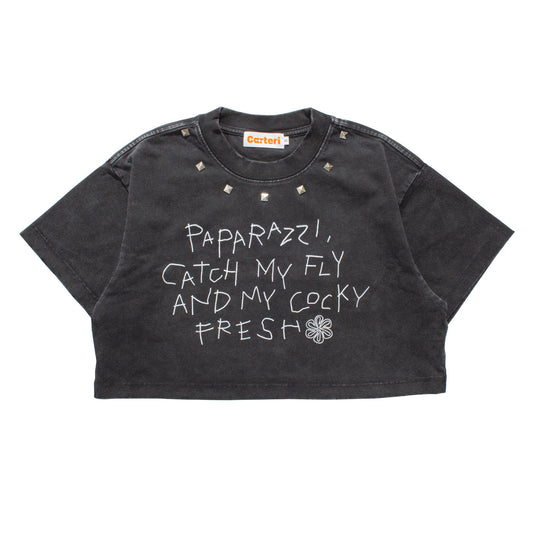PAPARAZZI PIGMENT DYE CROPPED T-SHIRT -GREY-