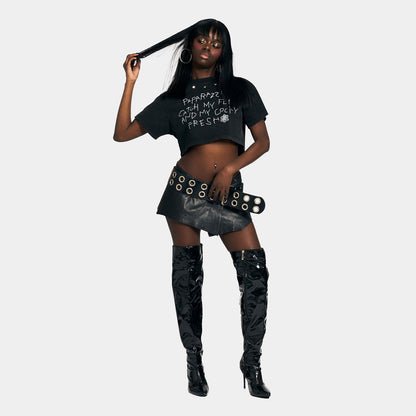 PAPARAZZI PIGMENT DYE CROPPED T-SHIRT -GREY-