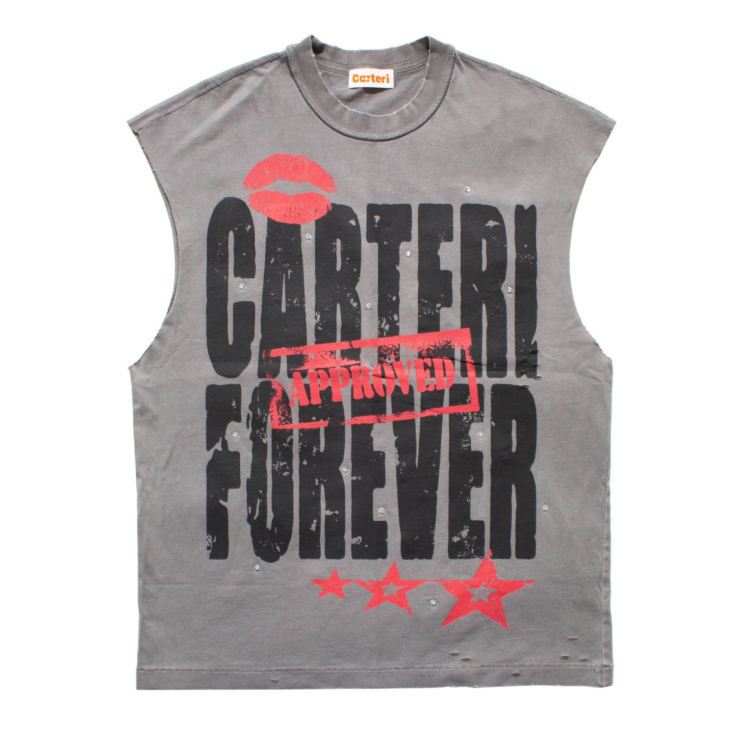 FOREVER PIGMENT DYE SLEEVELESS T-SHIRT -GREY-