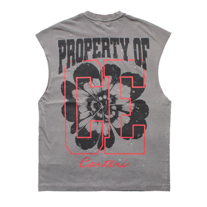 FOREVER PIGMENT DYE SLEEVELESS T-SHIRT -GREY-