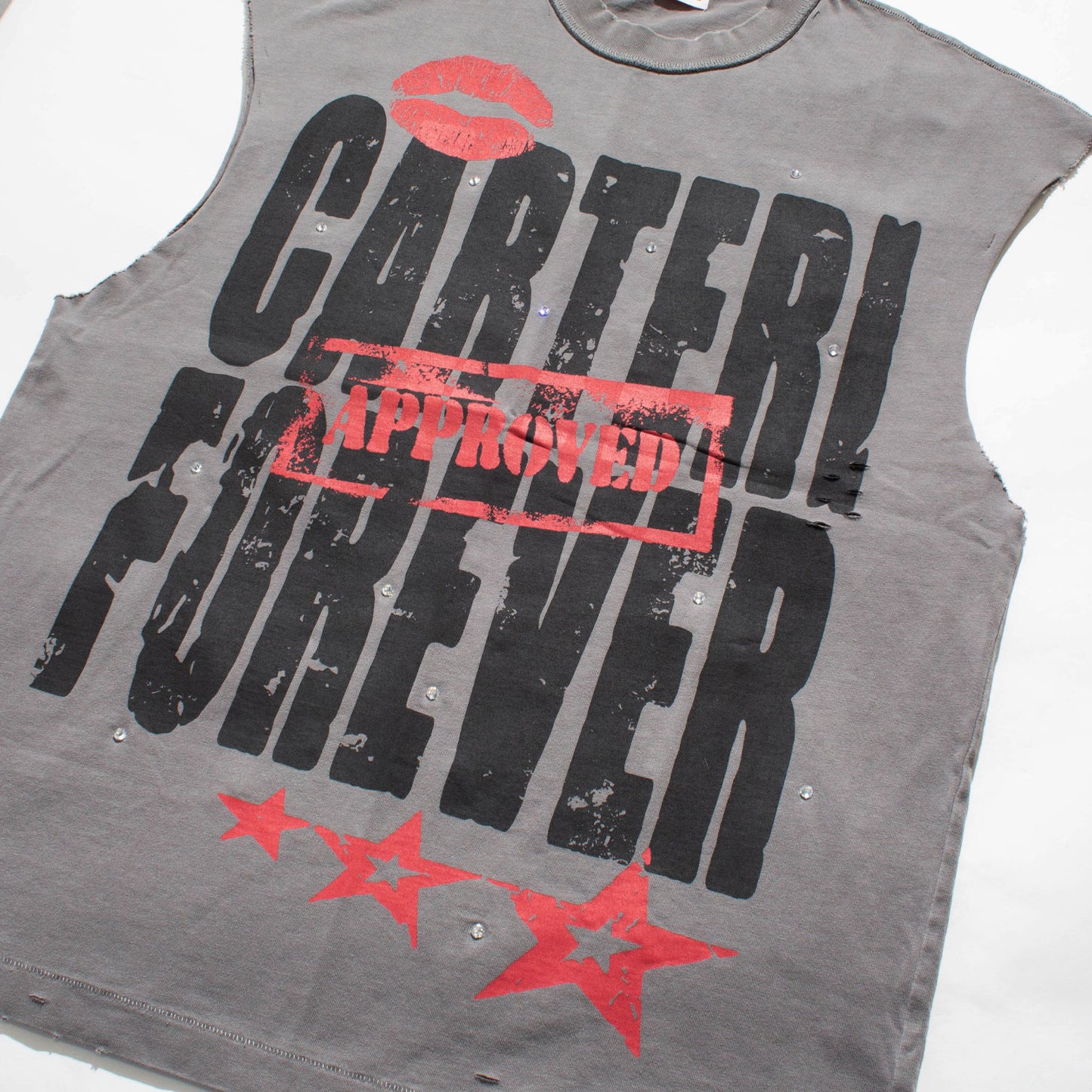 FOREVER PIGMENT DYE SLEEVELESS T-SHIRT -GREY-