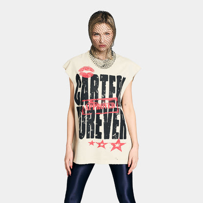 FOREVER PIGMENT DYE SLEEVELESS T-SHIRT -NATURAL-