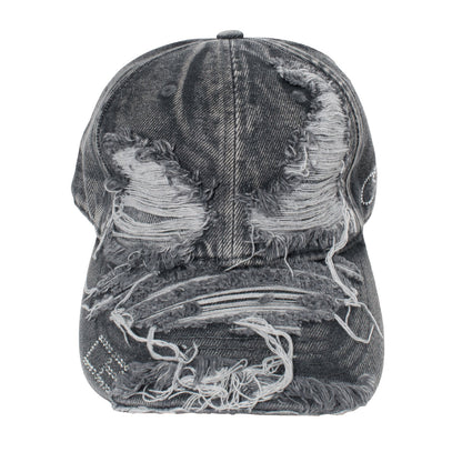 DAMAGE DENIM CAP -BLACK-
