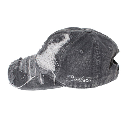 DAMAGE DENIM CAP -BLACK-