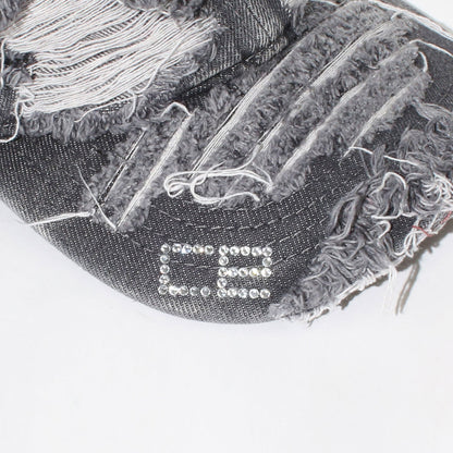 DAMAGE DENIM CAP -BLACK-