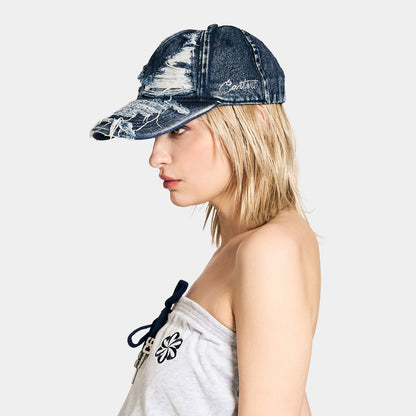 DAMAGE DENIM CAP -INDIGO-