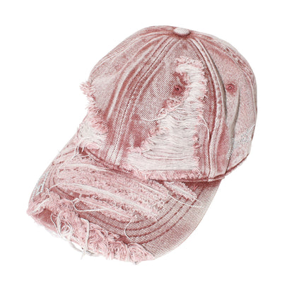 DAMAGE DENIM CAP -RED-