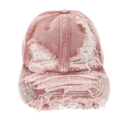 DAMAGE DENIM CAP -RED-