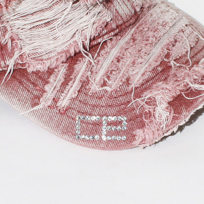 DAMAGE DENIM CAP -RED-