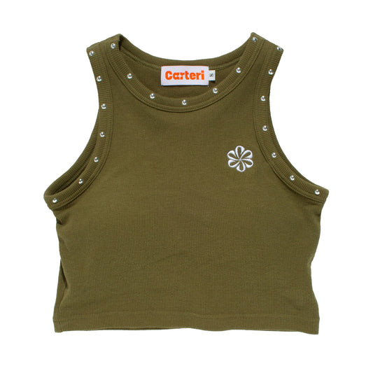 STUDS TANK TOP -OLIVE-