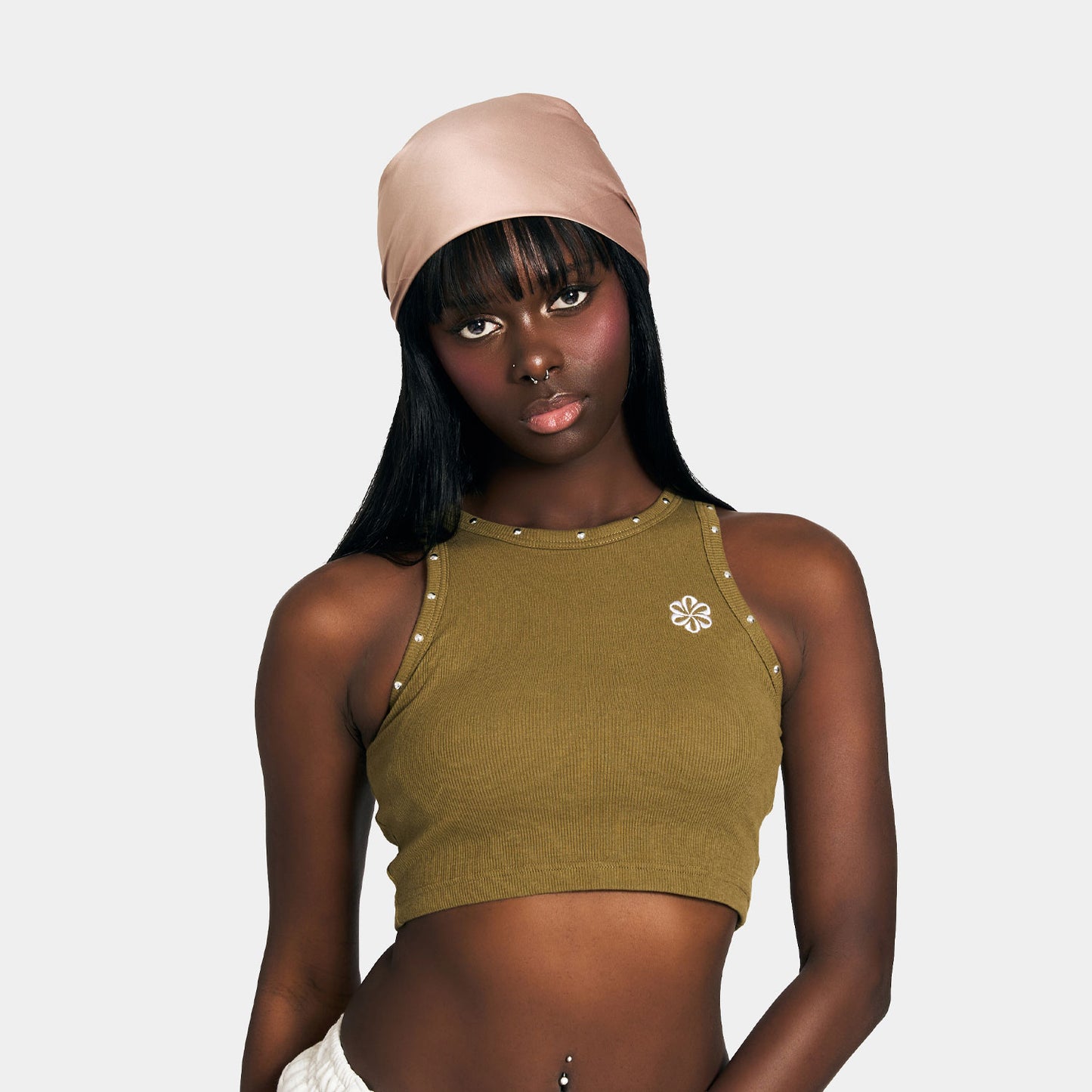 STUDS TANK TOP -OLIVE-